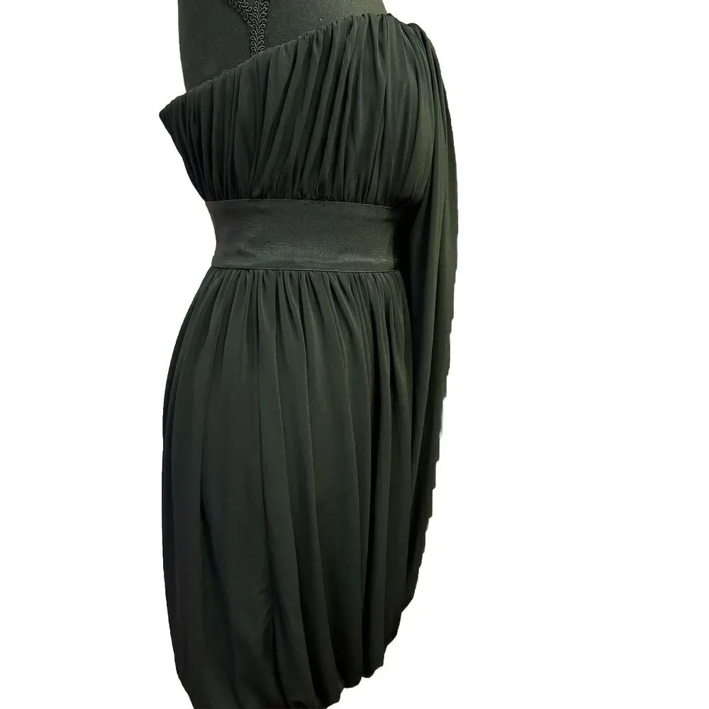 All Saints Dress 4 LBD Little Black Statement Dress Balloon Skirt Drape Front - Picture 4 of 7